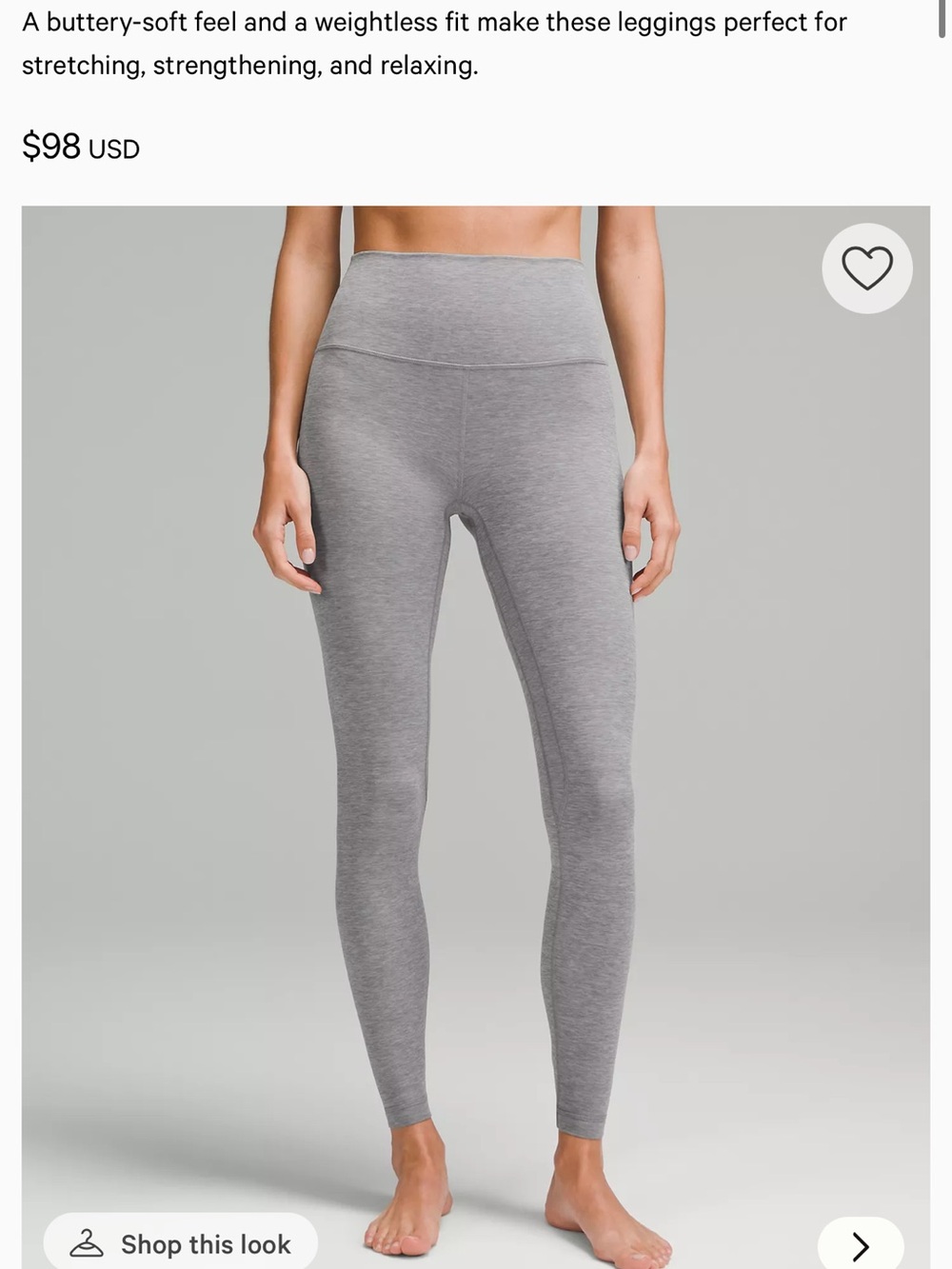 lululemon Align High-Rise Pant 28” - Heathered Core Medium Grey